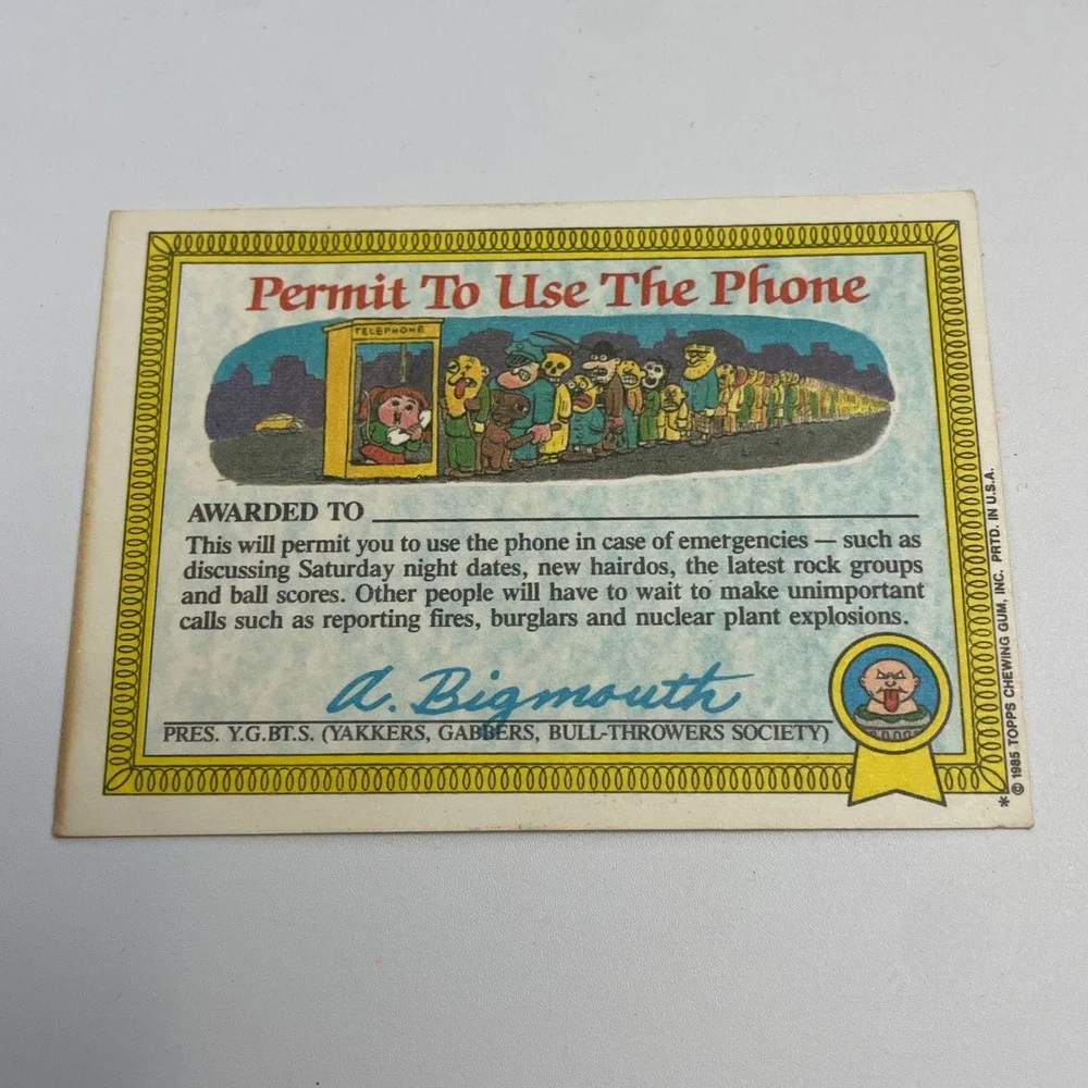 1985 Topps Garbage Pail Kids Series 1 Itchy Richie 11a Vintage Trading Card